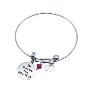 Cynthia Lynn "NO GREATER LOVE" Stainless Steel Christian Valentine Bracelet